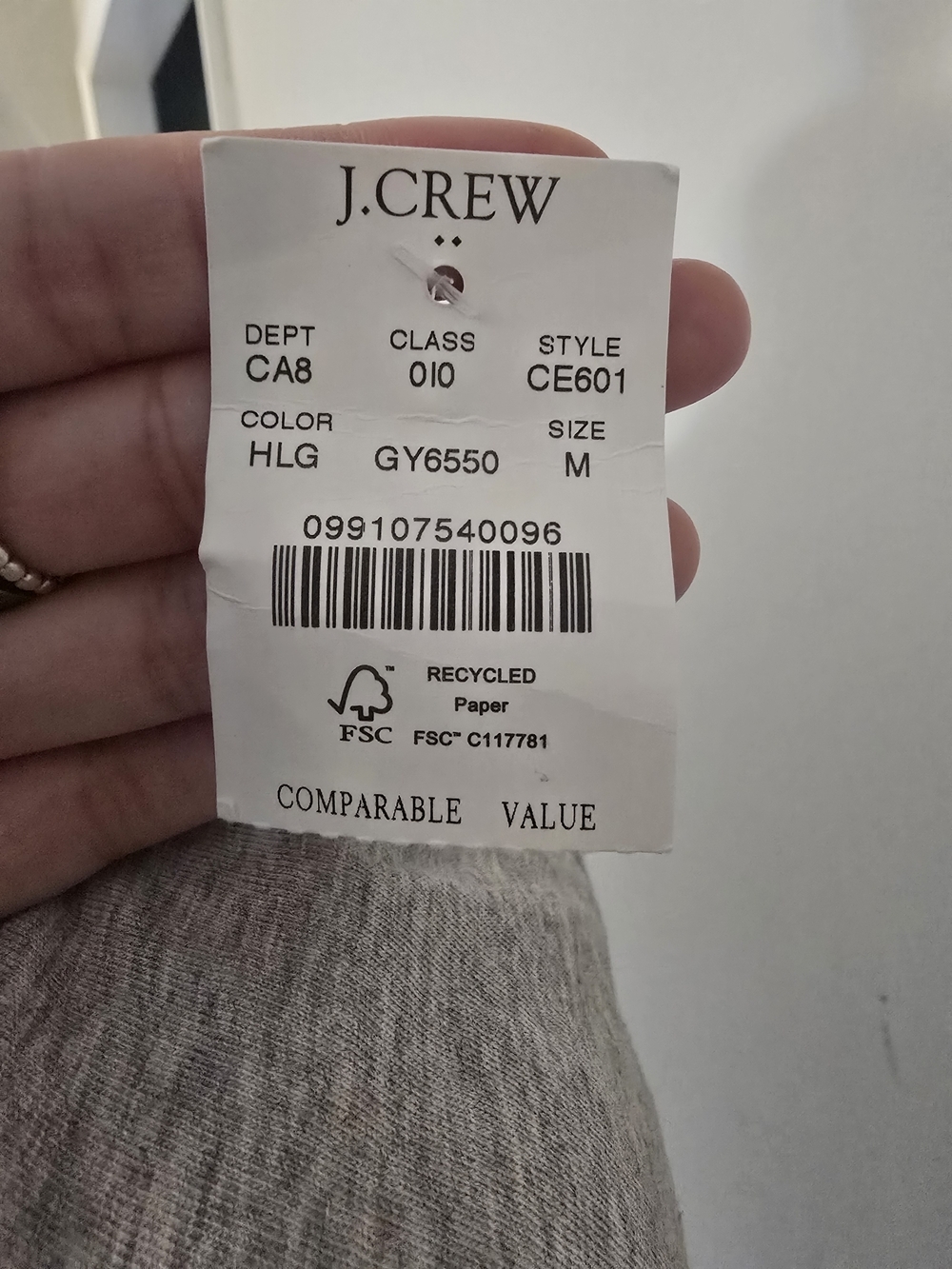 J. Crew Gray Short Sleeve Tee with Beaded Neckline NWT - Picture 4 of 4